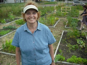 Gardener at work in one of the Frogtown Community gardens. 