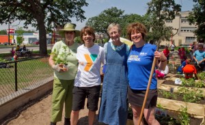 MSHS volunteers working at a community garden that MSHS supports.