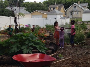 Children play in the Stone Garden at Payne-Phalen Pocket Parks, a project of Minnesota Green.