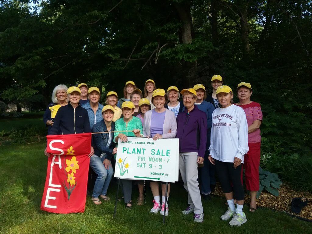 Daffodil Garden Club members before their annual plant sale. 