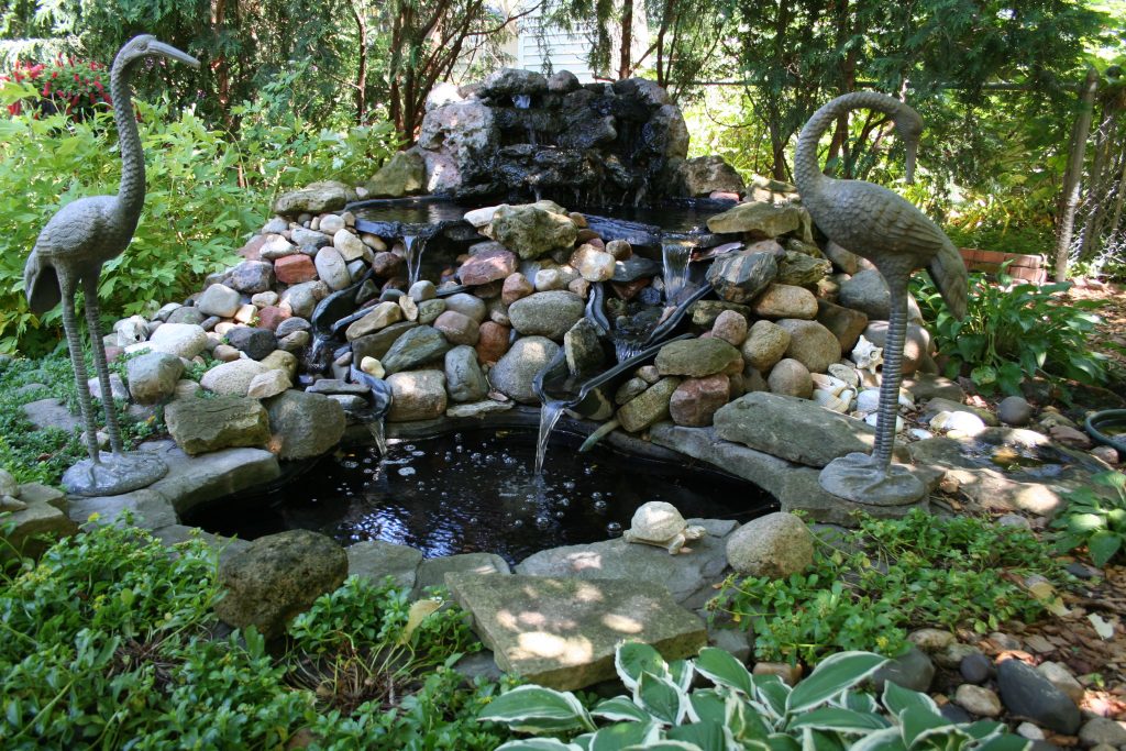 stones and water in garden