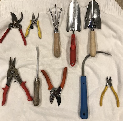 clean tools on a towel