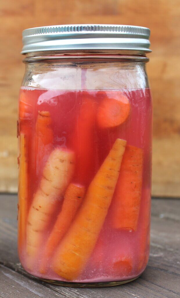 Fermented carrots with sediment at bottom