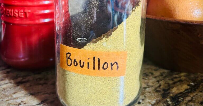 Homemade veggie bouillon stored in a jar