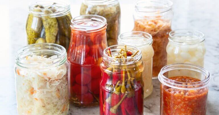 Food preserved in jars