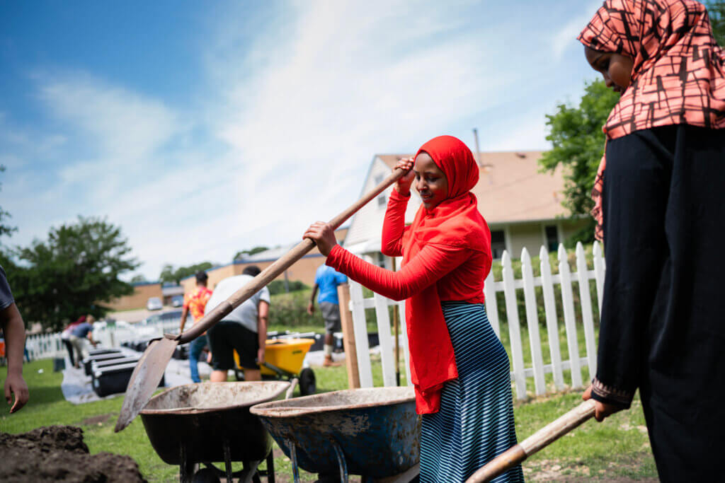Volunteers planting
