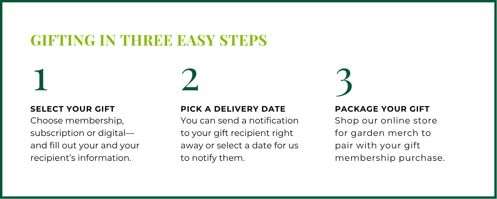 Gift Membership 3 easy steps
